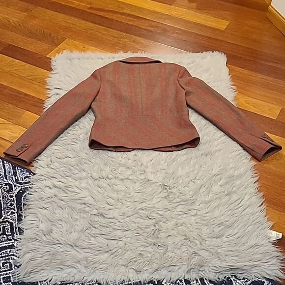Tulle anthropologie wool brown and red plaid fitted jacket size medium - Picture 7 of 8